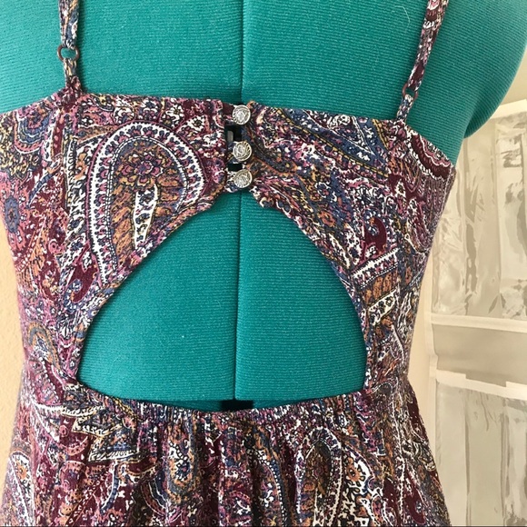 Burgundy Paisley Spaghetti Strap Dress - Picture 3 of 4